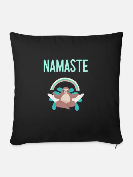 Lustiges Yoga und Faultier Namaste - Sofakissenbezug 45 x 45 cm - Schwarz