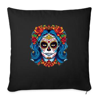 Spooky Colorful La Catrina - Halloween Florral Wom - Sofa pillowcase 17,3'' x 17,3'' (45 x 45 cm) - black - Front