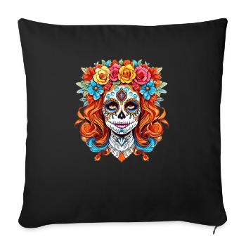 Beautiful Floral La Catrina Skull Dia De Los Muert - Sofa pillowcase 17,3'' x 17,3'' (45 x 45 cm) - black - Front