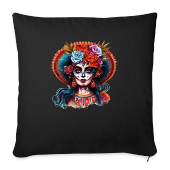 La Catrina: A Symbol of Strength and Beauty - Sofa pillowcase 17,3'' x 17,3'' (45 x 45 cm) - black - Front