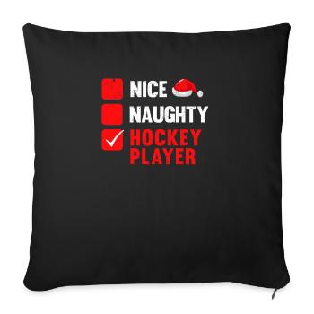 Noël mignon vilain joueur de hockey - Housse de coussin décorative 45 x 45 cm - noir - Devant