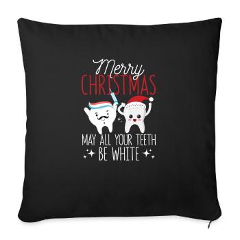 Joyeux Noël Que toutes vos dents soient blanches - Housse de coussin décorative 45 x 45 cm - noir - Devant