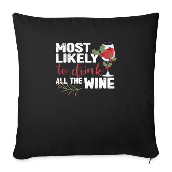 J’adorerais boire tout le vin - Housse de coussin décorative 45 x 45 cm - noir - Devant