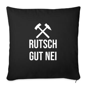 Erzgebirge Rutsch gut nei - Sofakissenbezug 45 x 45 cm - Schwarz - Vorne