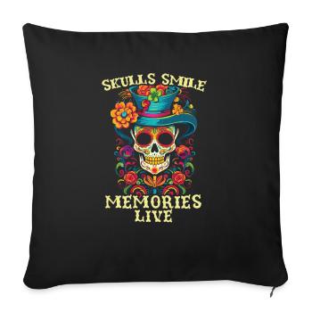 Dia De Los Muertos Sugar Skull Vacances mexicaines - Housse de coussin décorative 45 x 45 cm - noir - Devant