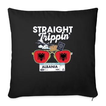 Straight Trippin' Albania Vacation Tour Voyage - Housse de coussin décorative 45 x 45 cm - noir - Devant