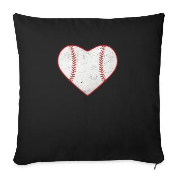 Baseball Heart Valentine's Day Cute Sports Player - Sofa pillowcase 17,3'' x 17,3'' (45 x 45 cm) - black - Front