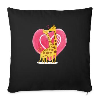 Giraffe Love Kissing Giraffen Cute Wild Animal - Sofa pillowcase 17,3'' x 17,3'' (45 x 45 cm) - black - Front