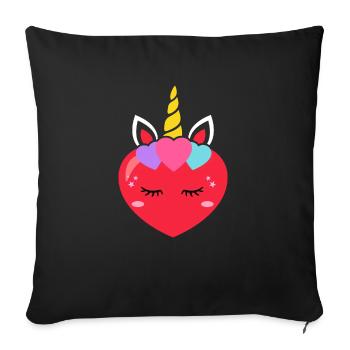 Cute Unicorn Heart Valentine's Day Hearts Unicorns - Sofa pillowcase 17,3'' x 17,3'' (45 x 45 cm) - black - Front