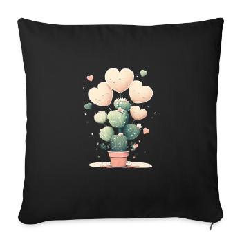 Cactus Cute Heart Desert Succulents Lover Plant - Sofa pillowcase 17,3'' x 17,3'' (45 x 45 cm) - black - Front