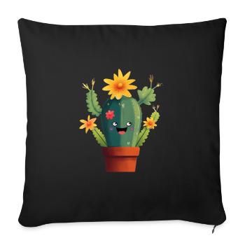 Mignon Cactus Fleuriste Succulent Amoureux Plante en pot - Housse de coussin décorative 45 x 45 cm - noir - Devant