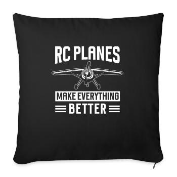 Remote Controlled Airplane Model Airplane - Sofa pillowcase 17,3'' x 17,3'' (45 x 45 cm) - black - Front