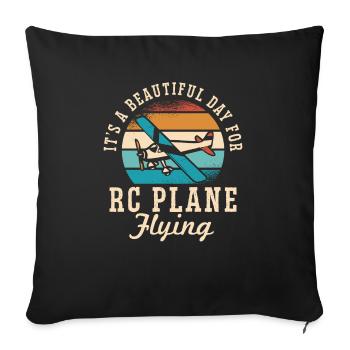 Remote Controlled Airplane Model Airplane - Sofa pillowcase 17,3'' x 17,3'' (45 x 45 cm) - black - Front