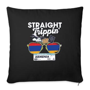 Straight Trippin' Armenia Vacation Tour Voyage - Housse de coussin décorative 45 x 45 cm - noir - Devant