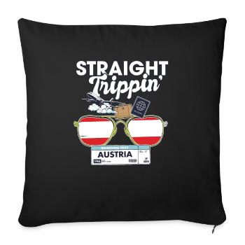 Straight Trippin' Autriche Vacation Tour Travel - Housse de coussin décorative 45 x 45 cm - noir - Devant
