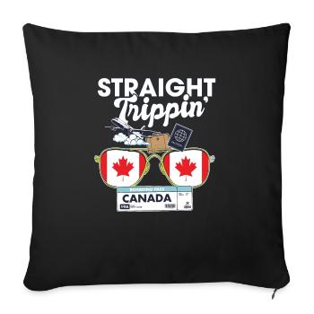 Straight Trippin' Canada Vacation Tour Voyage - Housse de coussin décorative 45 x 45 cm - noir - Devant