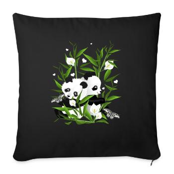 Panda babies in the bamboo field - Sofa pillowcase 17,3'' x 17,3'' (45 x 45 cm) - black - Front
