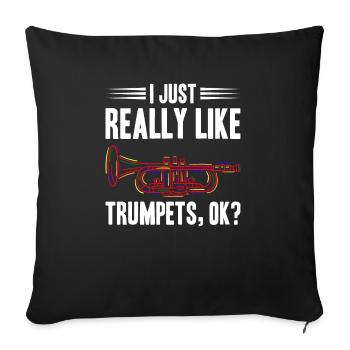 J’aime vraiment les trompettes ok - Housse de coussin décorative 45 x 45 cm - noir - Devant