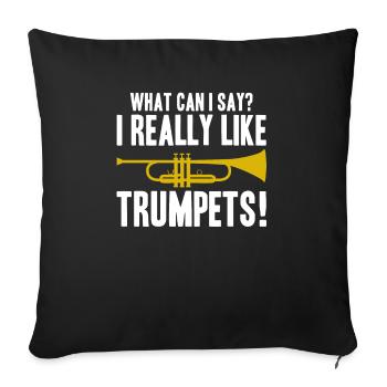 Que puis-je dire que j’aime vraiment les trompettes - Housse de coussin décorative 45 x 45 cm - noir - Devant
