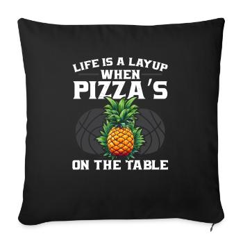 Ananas Basketball Fruits tropicaux Sport d’été - Housse de coussin décorative 45 x 45 cm - noir - Devant