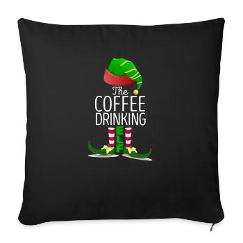 Le groupe familial d’appariement des elfes buveurs de café - Housse de coussin décorative 45 x 45 cm - noir - Devant