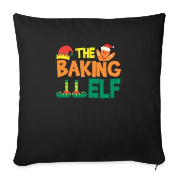 Le groupe d’elfes boulangers Jumelage Noël familial - Housse de coussin décorative 45 x 45 cm - noir - Devant