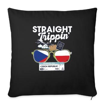 Straight Trippin' Czech Vacation Tour Travel Trip - Sofa pillowcase 17,3'' x 17,3'' (45 x 45 cm) - black - Front