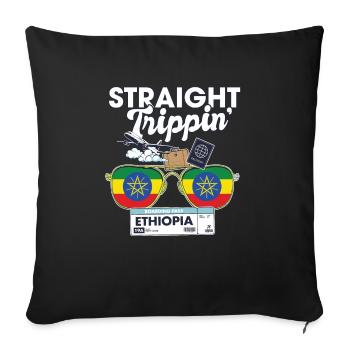 Straight Trippin' Ethiopia Vacation Tour Travel - Housse de coussin décorative 45 x 45 cm - noir - Devant