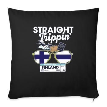 Straight Trippin' Finland Vacation Tour Travel - Housse de coussin décorative 45 x 45 cm - noir - Devant