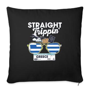Straight Trippin' Grèce Vacation Tour Voyage - Housse de coussin décorative 45 x 45 cm - noir - Devant