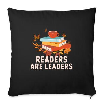 Readers Are Leaders Bookworm National Book Day - Sofa pillowcase 17,3'' x 17,3'' (45 x 45 cm) - black - Front