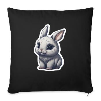 Hase Kaninchen Häschen Bunny Schlappohr - Sofakissenbezug 45 x 45 cm - Schwarz - Vorne