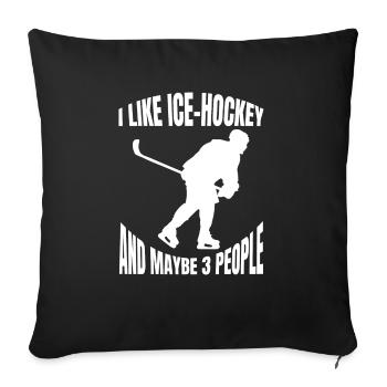 Joueur de hockey sur glace Fan de hockey sur glace Équipe de hockey sur glace - Housse de coussin décorative 45 x 45 cm - noir - Devant