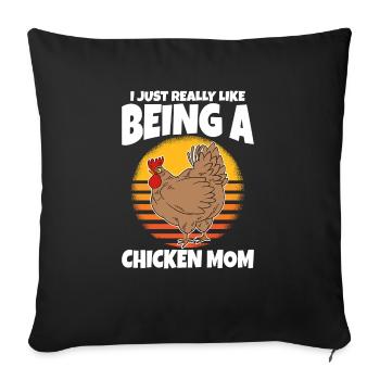 J’aime vraiment être une maman poulet - Housse de coussin décorative 45 x 45 cm - noir - Devant