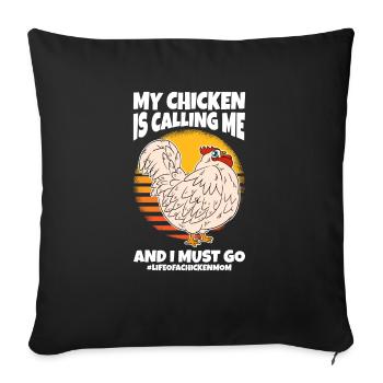 Mon poulet m’appelle et je dois partir - Housse de coussin décorative 45 x 45 cm - noir - Devant