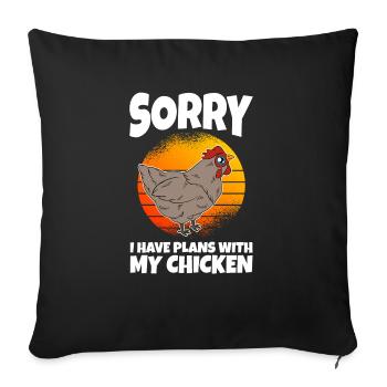 Désolé, j’ai des projets avec mon poulet - Housse de coussin décorative 45 x 45 cm - noir - Devant