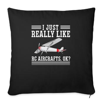 Remote Controlled Airplane Model Airplane - Sofa pillowcase 17,3'' x 17,3'' (45 x 45 cm) - black - Front