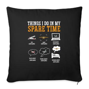 Remote Controlled Airplane Model Airplane - Sofa pillowcase 17,3'' x 17,3'' (45 x 45 cm) - black - Front