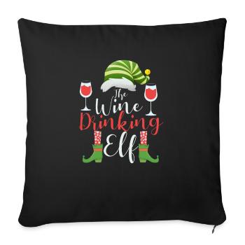 Le groupe familial d’appariement d’elfes buveurs de vin - Housse de coussin décorative 45 x 45 cm - noir - Devant