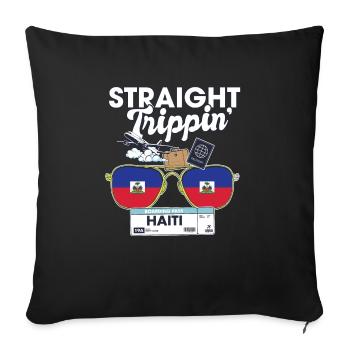 Straight Trippin' Haiti Vacation Tour Travel Trip - Housse de coussin décorative 45 x 45 cm - noir - Devant