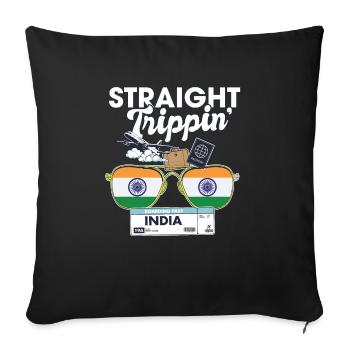 Straight Trippin' India Vacation Tour Travel Trip - Housse de coussin décorative 45 x 45 cm - noir - Devant