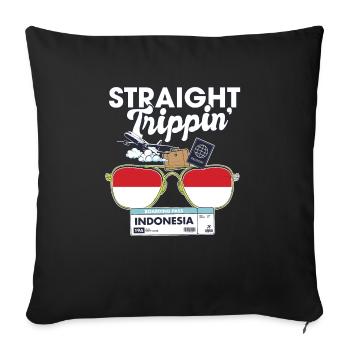 Straight Trippin' Indonesia Vacation Tour Travel - Sofa pillowcase 17,3'' x 17,3'' (45 x 45 cm) - black - Front
