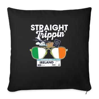 Straight Trippin' Ireland Vacation Tour Travel - Sofa pillowcase 17,3'' x 17,3'' (45 x 45 cm) - black - Front