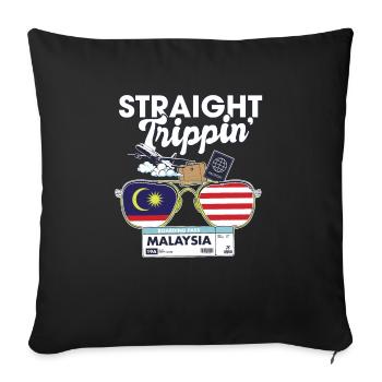 Straight Trippin' Malaysia Vacation Tour Travel - Housse de coussin décorative 45 x 45 cm - noir - Devant