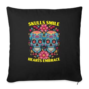 Dia De Los Muertos Sugar Skull Vacances mexicaines - Housse de coussin décorative 45 x 45 cm - noir - Devant