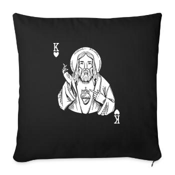 Religious Quote Jesus Christ Is King Of Heart - Sofa pillowcase 17,3'' x 17,3'' (45 x 45 cm) - black - Front