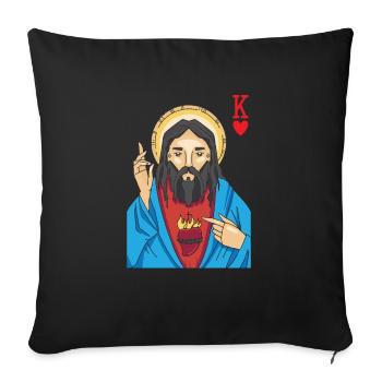 Jésus-Christ est Roi De Cœur Religieux Chrétien - Housse de coussin décorative 45 x 45 cm - noir - Devant