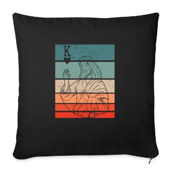 Jésus-Christ est Roi De Cœur Religieux Chrétien - Housse de coussin décorative 45 x 45 cm - noir - Devant