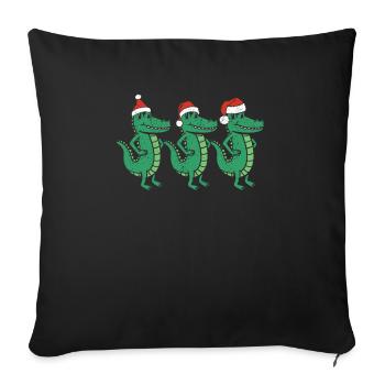 3 Crocodiles de Noël Père Noël Noël - Housse de coussin décorative 45 x 45 cm - noir - Devant