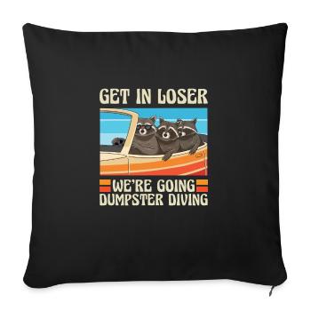 Raccoon Lover Trash Picking Dumpster Diving Trash - Sofa pillowcase 17,3'' x 17,3'' (45 x 45 cm) - black - Front